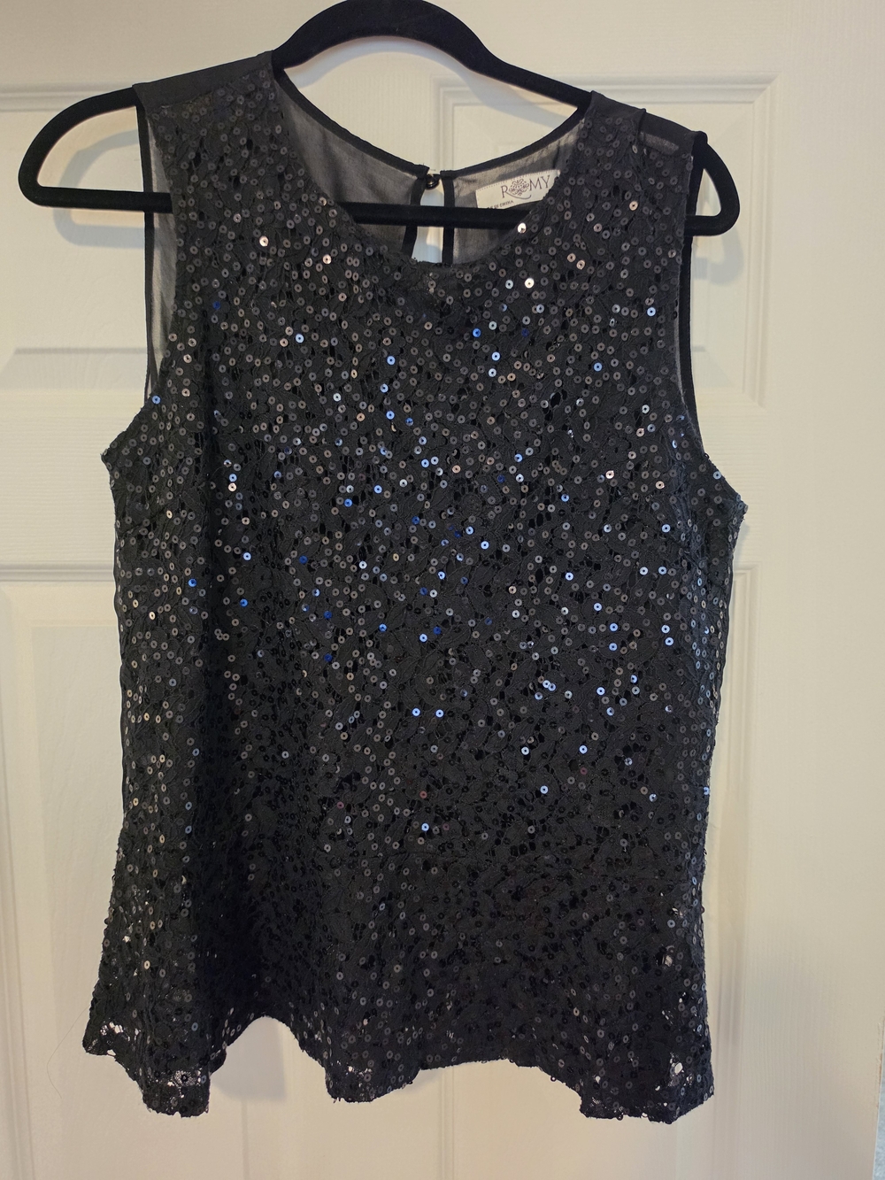 Romy Black Sequin Sleeveless Top